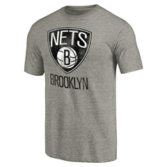 Brooklyn Nets Distressed Team Logo Tri-Blend T-Shirt Heather Gray