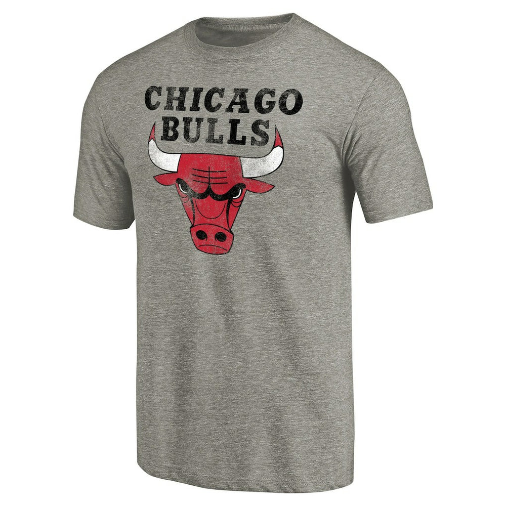Chicago Bulls Distressed Team Logo Tri-Blend T-Shirt Heather Gray outlet
