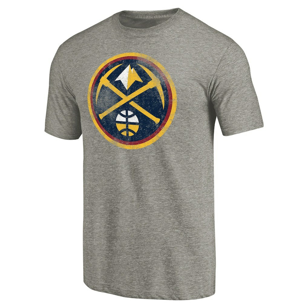 Denver Nuggets Distressed Team Logo Tri-Blend T-Shirt Heather Gray