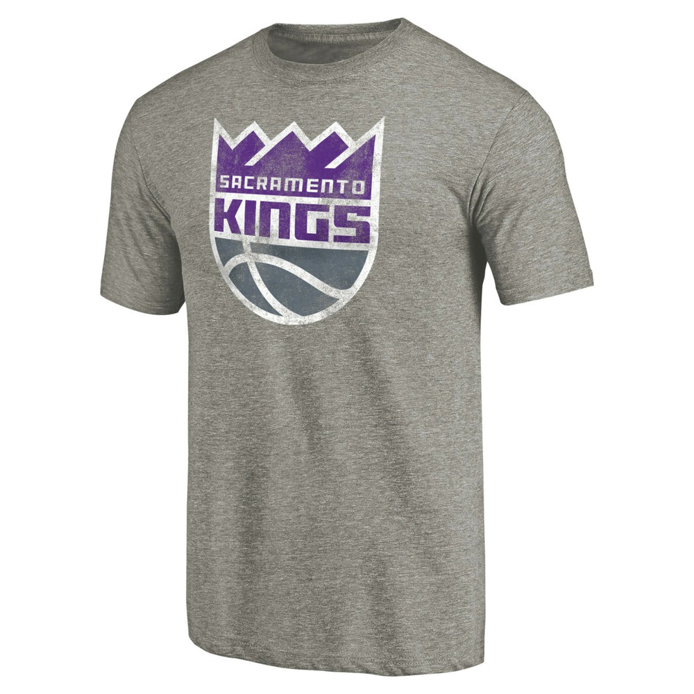 Sacramento Kings Distressed Team Logo Tri-Blend T-Shirt Heather Gray