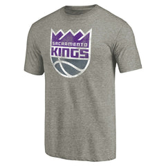 Sacramento Kings Distressed Team Logo Tri-Blend T-Shirt Heather Gray