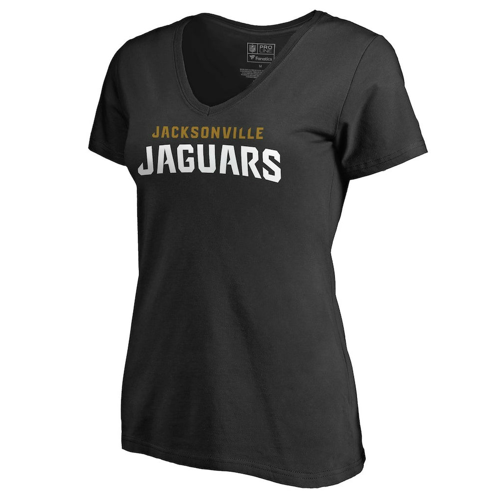 Jacksonville Jaguars Women's Wordmark V-Neck T-Shirt - Black T-shirts