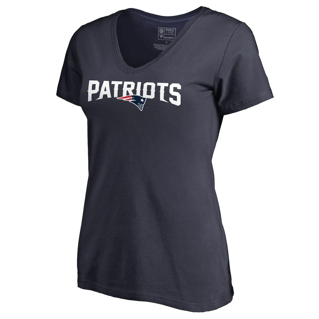 New England Patriots Women's Wordmark V-Neck T-Shirt - Navy T-shirts