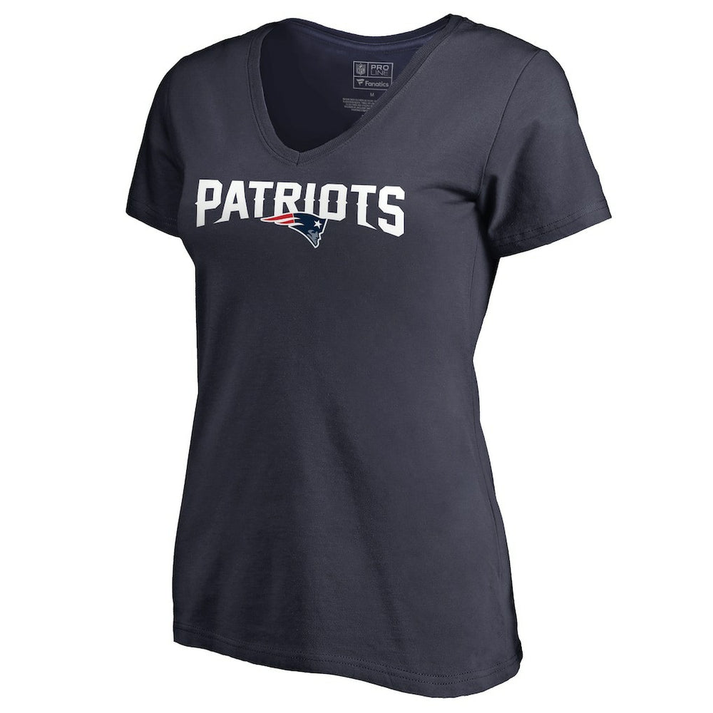 New England Patriots Women's Wordmark V-Neck T-Shirt - Navy T-shirts