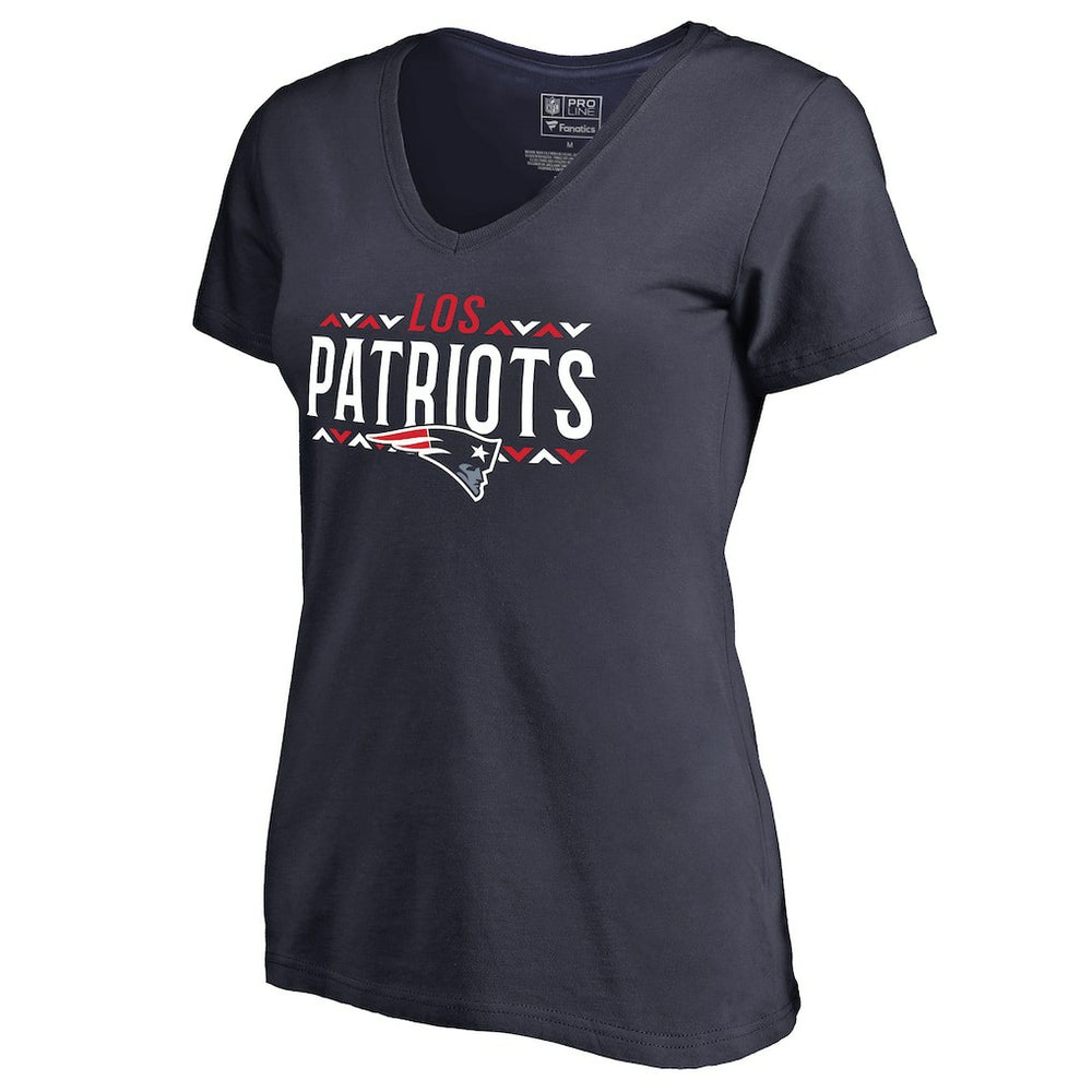 New England Patriots Women's Arriba V-Neck T-Shirt - Navy T-shirts