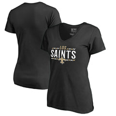 New Orleans Saints Women's Arriba V-Neck T-Shirt - Black T-shirts