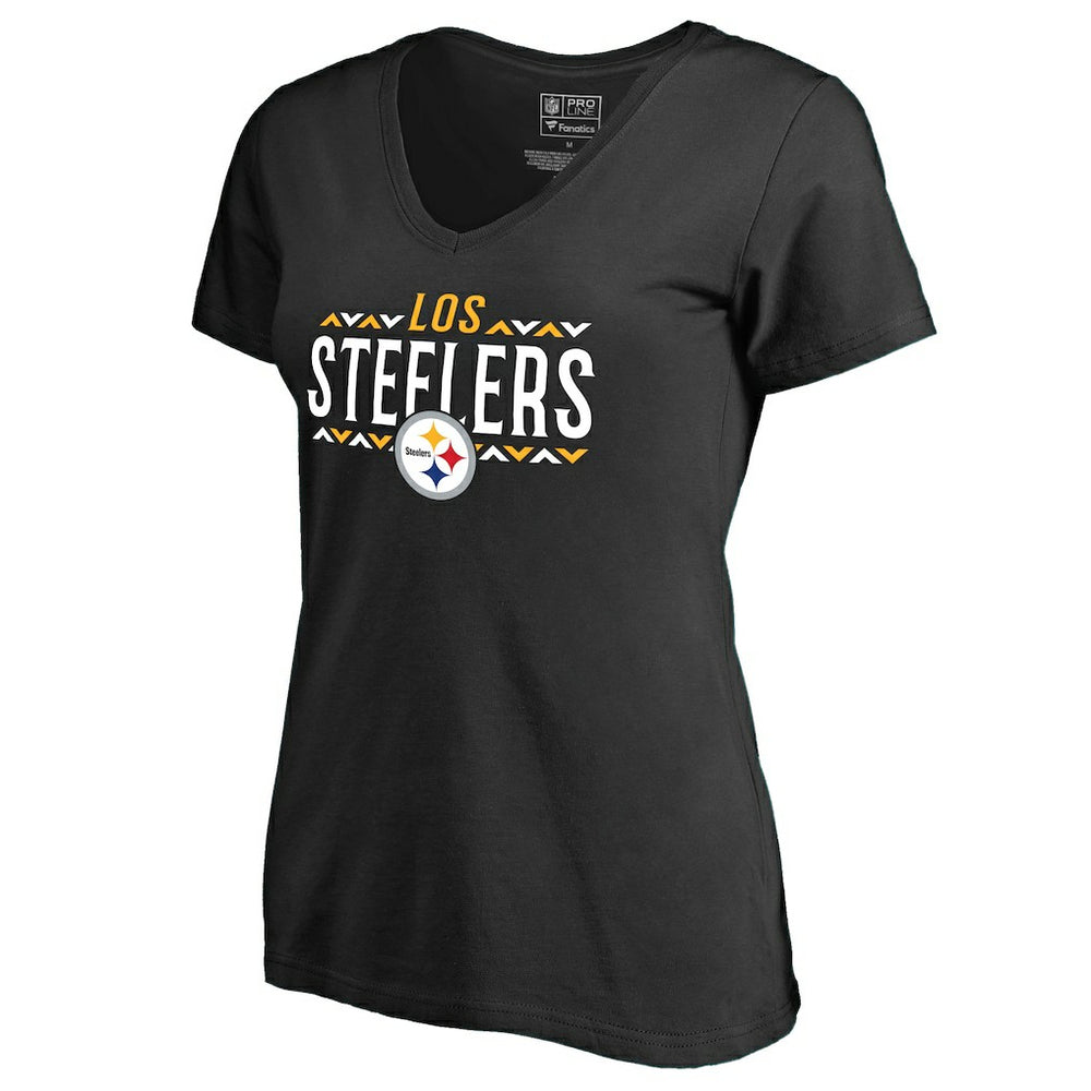 Pittsburgh Steelers Women's Arriba V-Neck T-Shirt - Black T-shirts