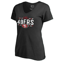 San Francisco 49ers Women's Arriba V-Neck T-Shirt - Black T-shirts