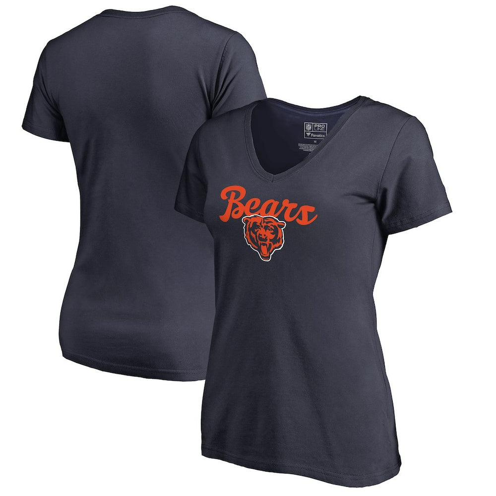 Chicago Bears Women's Freehand V-Neck T-Shirt - Navy T-shirts