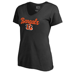 Cincinnati Bengals Women's Freehand V-Neck T-Shirt - Black T-shirts