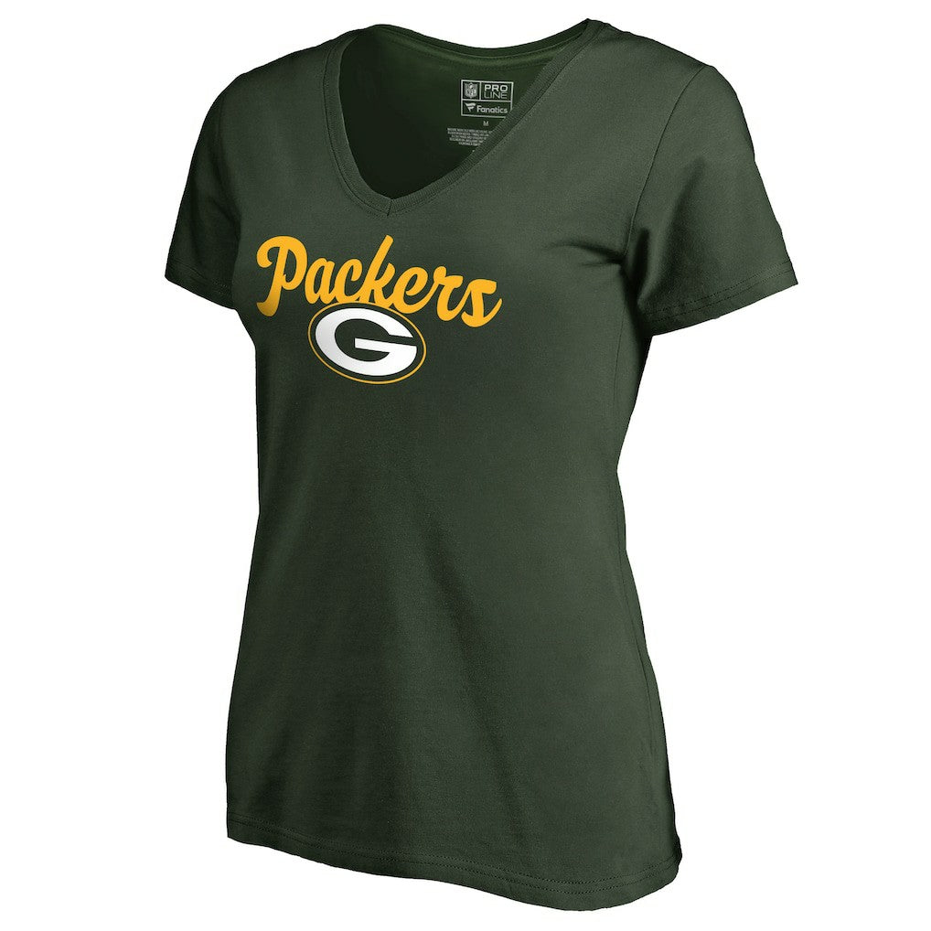 Green Bay Packers Women's Freehand V-Neck T-Shirt - Green T-shirts