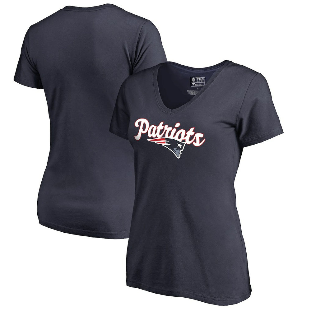 New England Patriots Women's Freehand V-Neck T-Shirt - Navy T-shirts