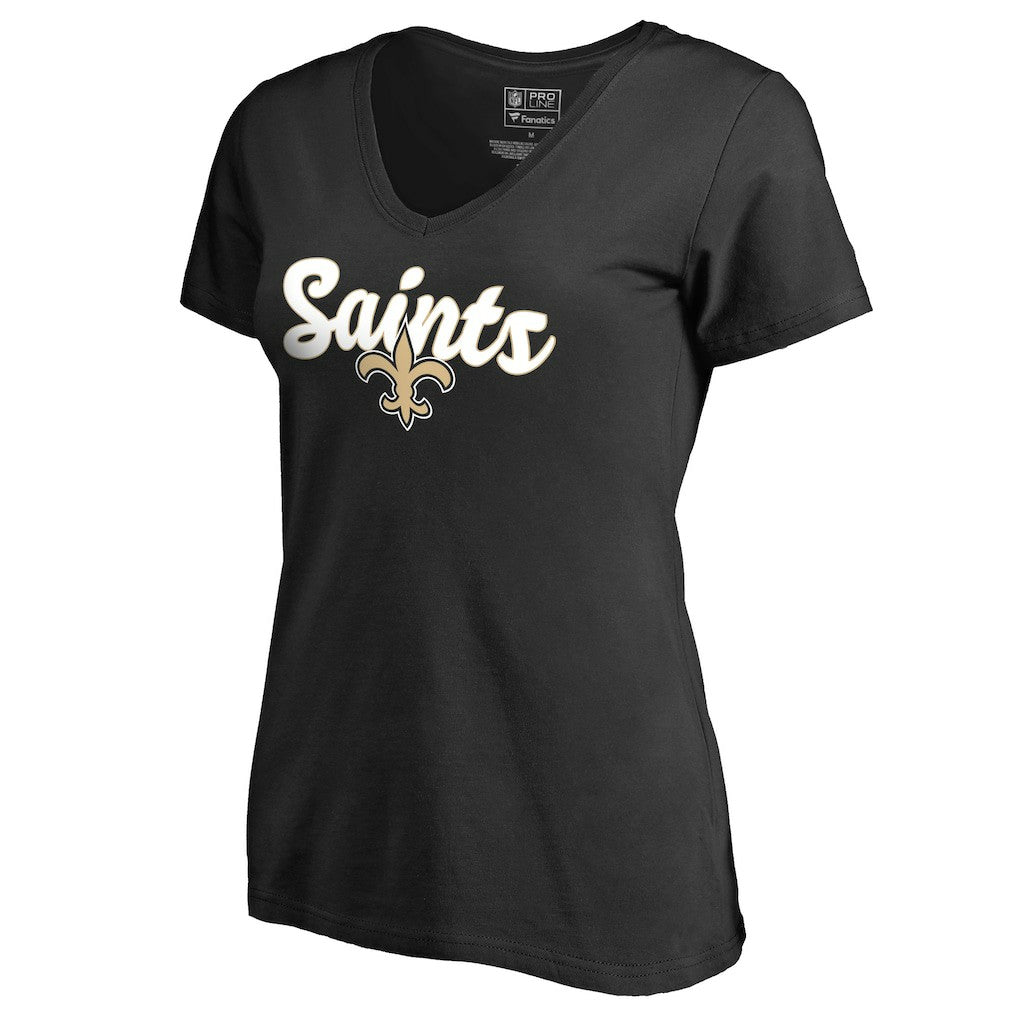 New Orleans Saints Women's Freehand V-Neck T-Shirt - Black T-shirts