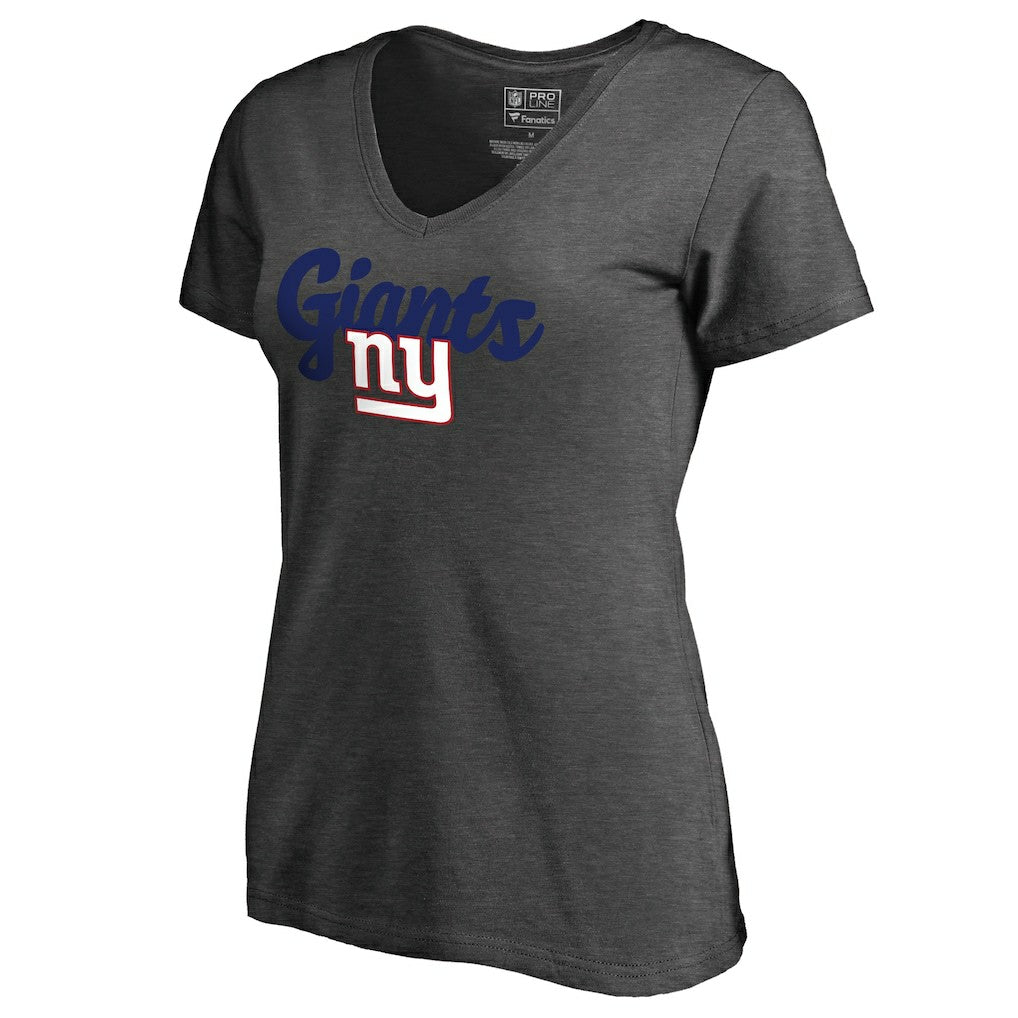 New York Giants Women's Freehand V-Neck T-Shirt - Dark Heathered Gray T-shirts