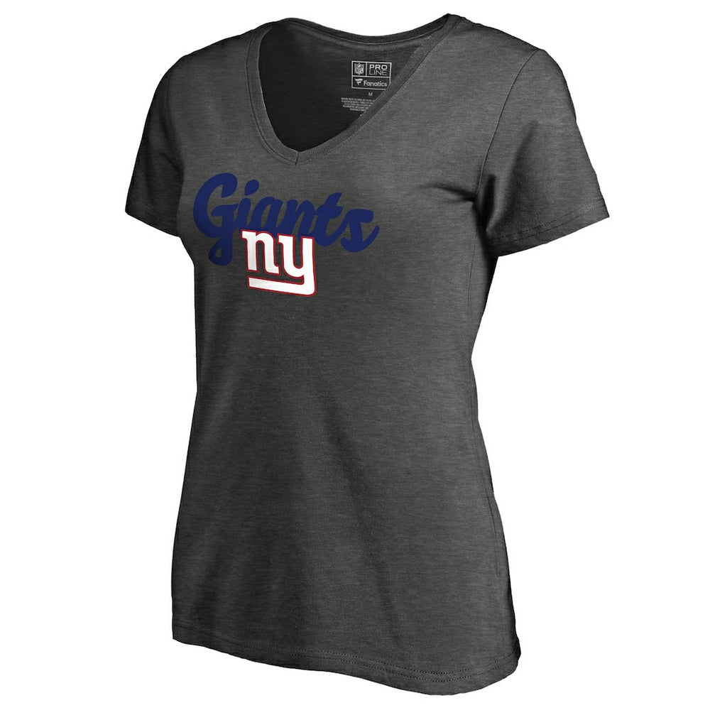New York Giants Women's Freehand V-Neck T-Shirt - Dark Heathered Gray T-shirts