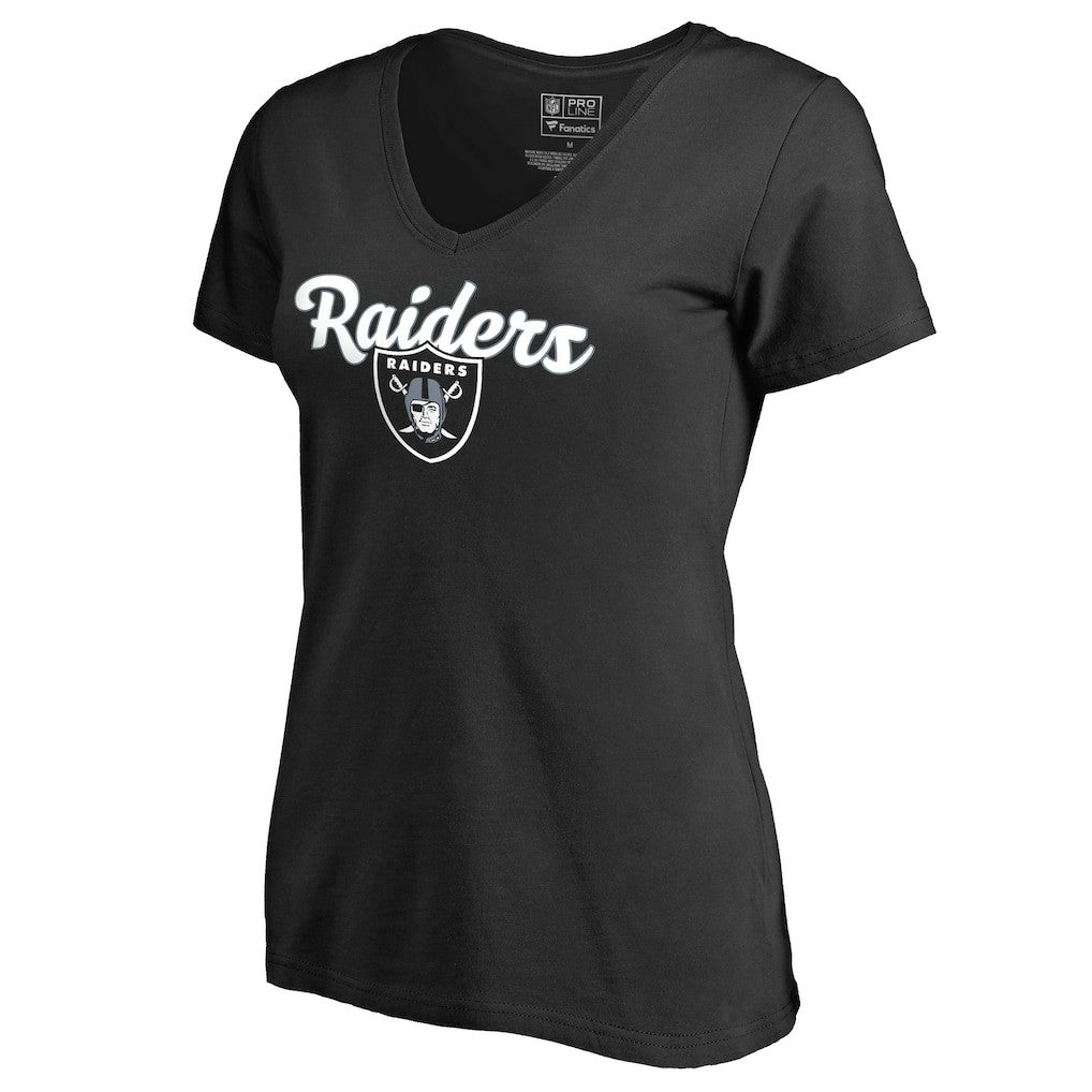Las Vegas Raiders Women's Freehand V-Neck T-Shirt - Black T-shirts