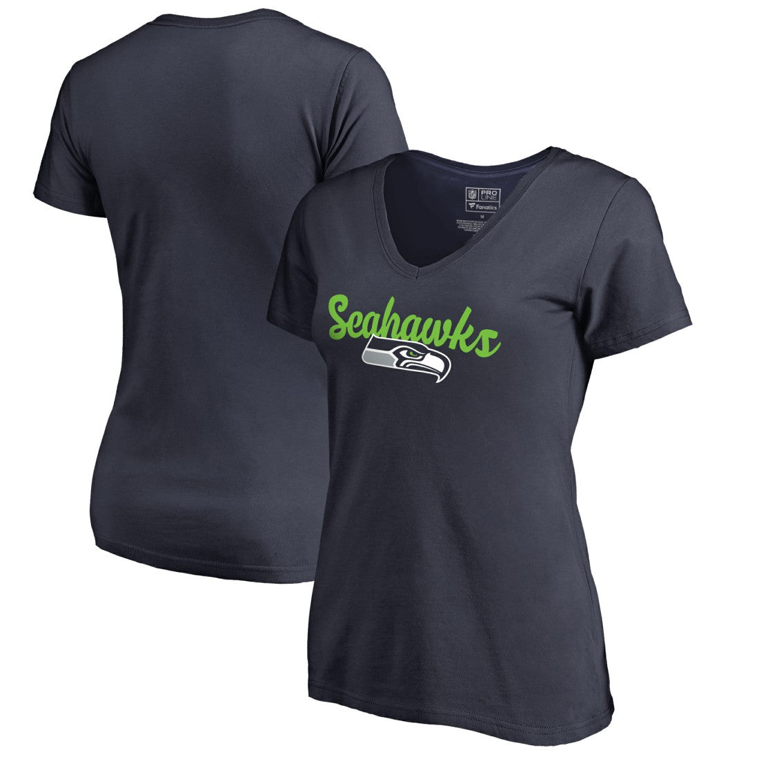 Seattle Seahawks Women's Freehand V-Neck T-Shirt - Navy T-shirts