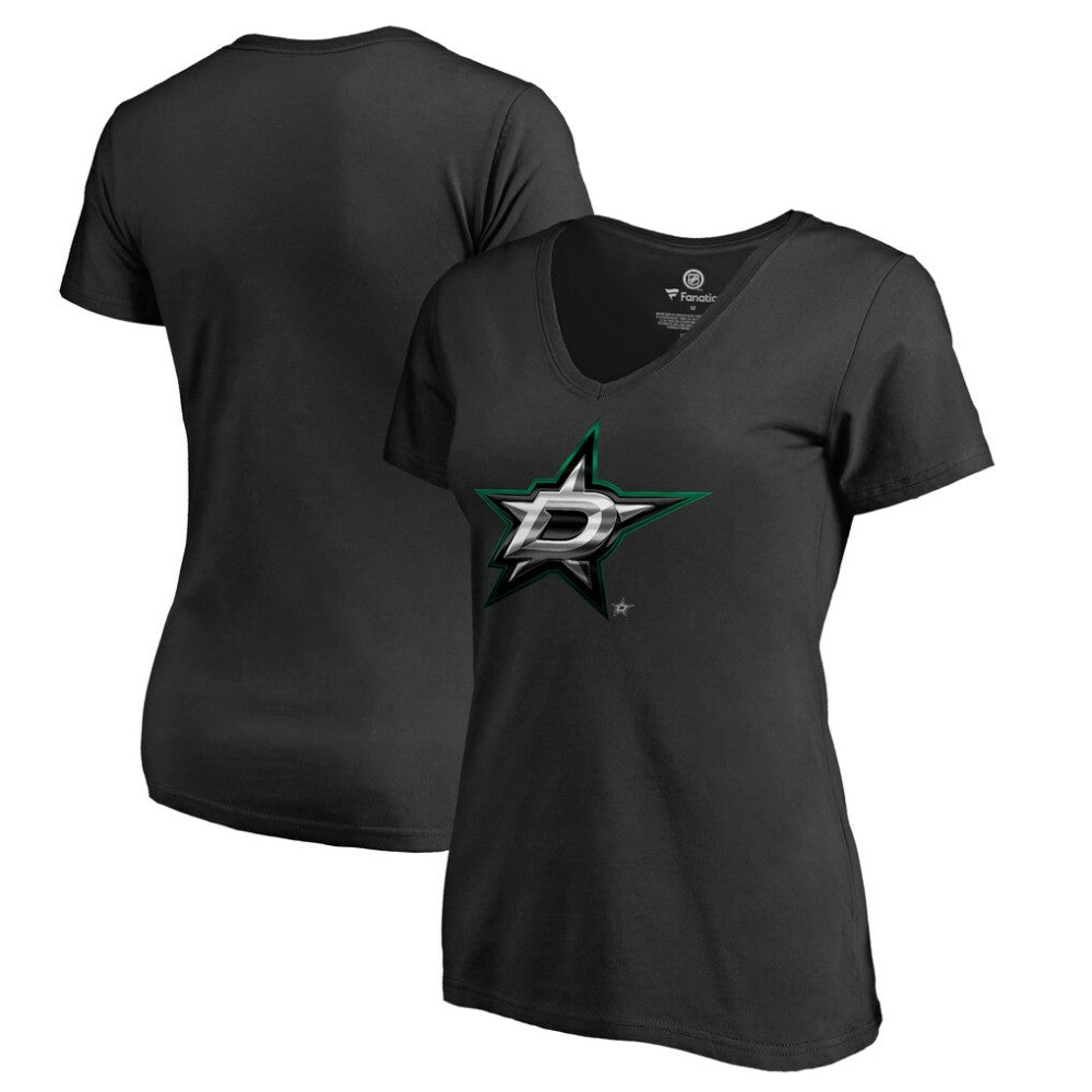 Dallas Stars Women's Midnight Mascot V-Neck T-Shirt - Black | US 2874602