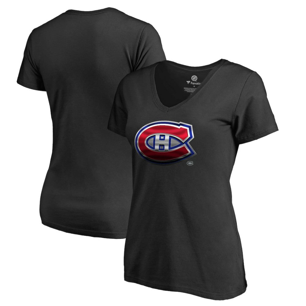 Montreal Canadiens Women's Midnight Mascot V-Neck T-Shirt - Black | US 2874618