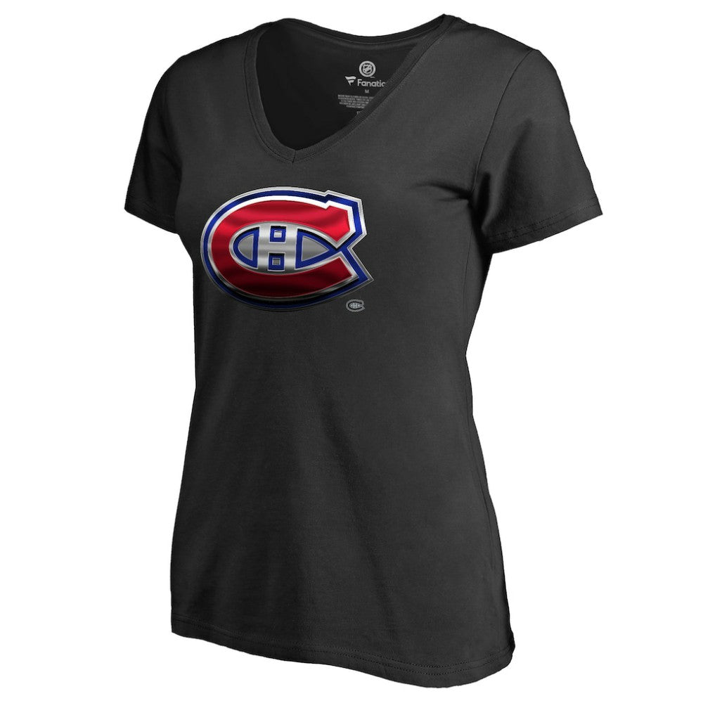 Montreal Canadiens Women's Midnight Mascot V-Neck T-Shirt - Black | US 2874618
