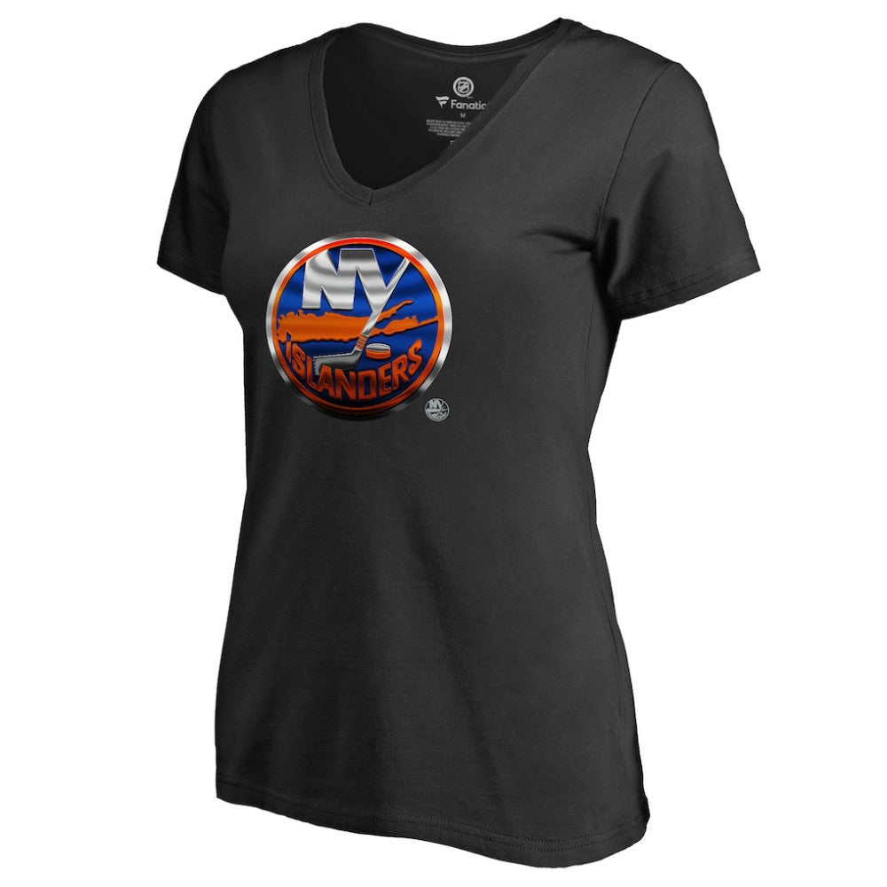 New York Islanders Women's Midnight Mascot V-Neck T-Shirt - Black | US 2874621
