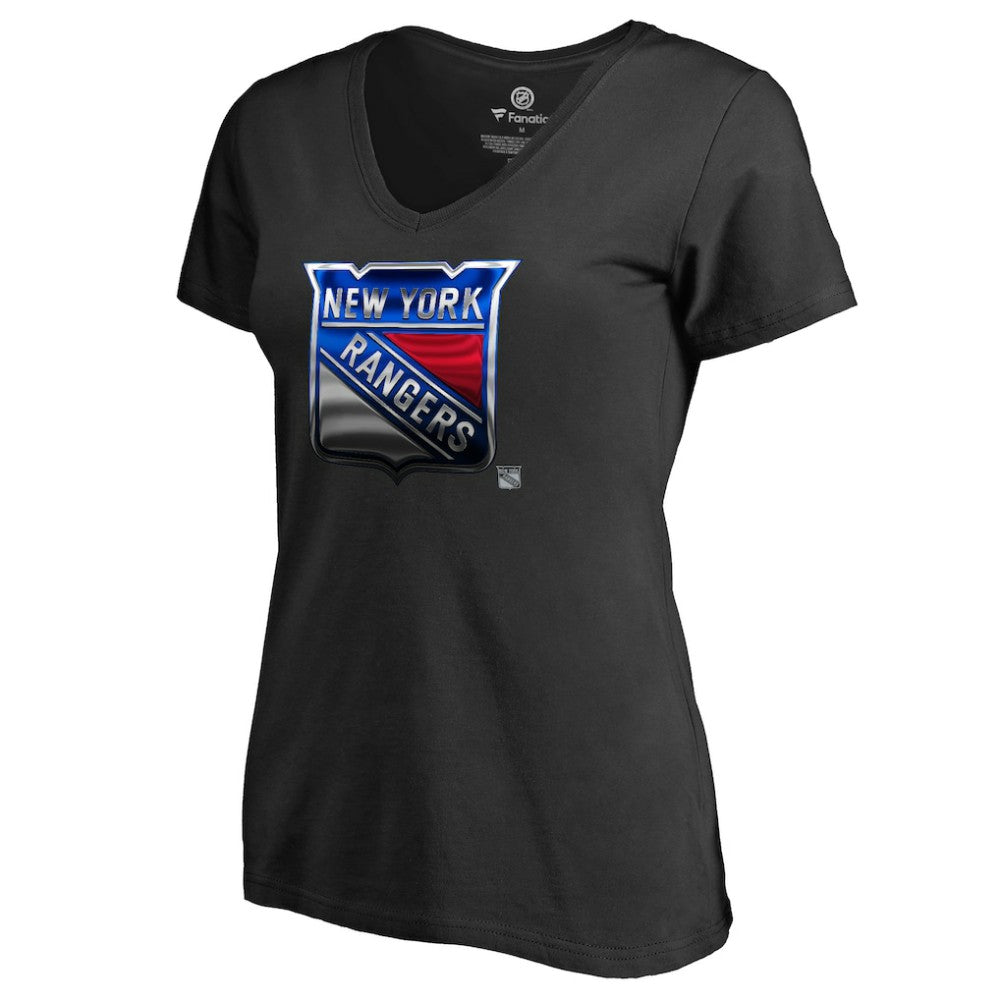 New York Rangers Women's Midnight Mascot V-Neck T-Shirt - Black | US 2874622