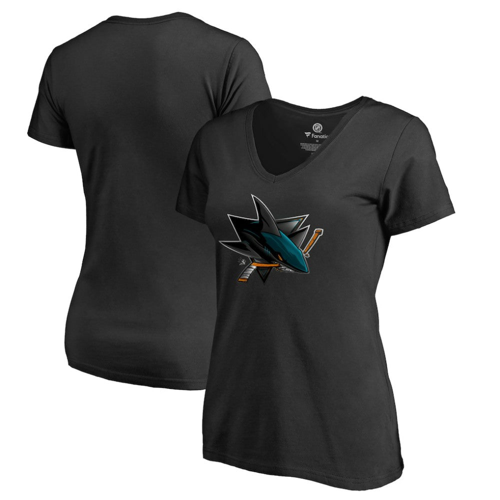 San Jose Sharks Women's Midnight Mascot V-Neck T-Shirt - Black | US 2874626