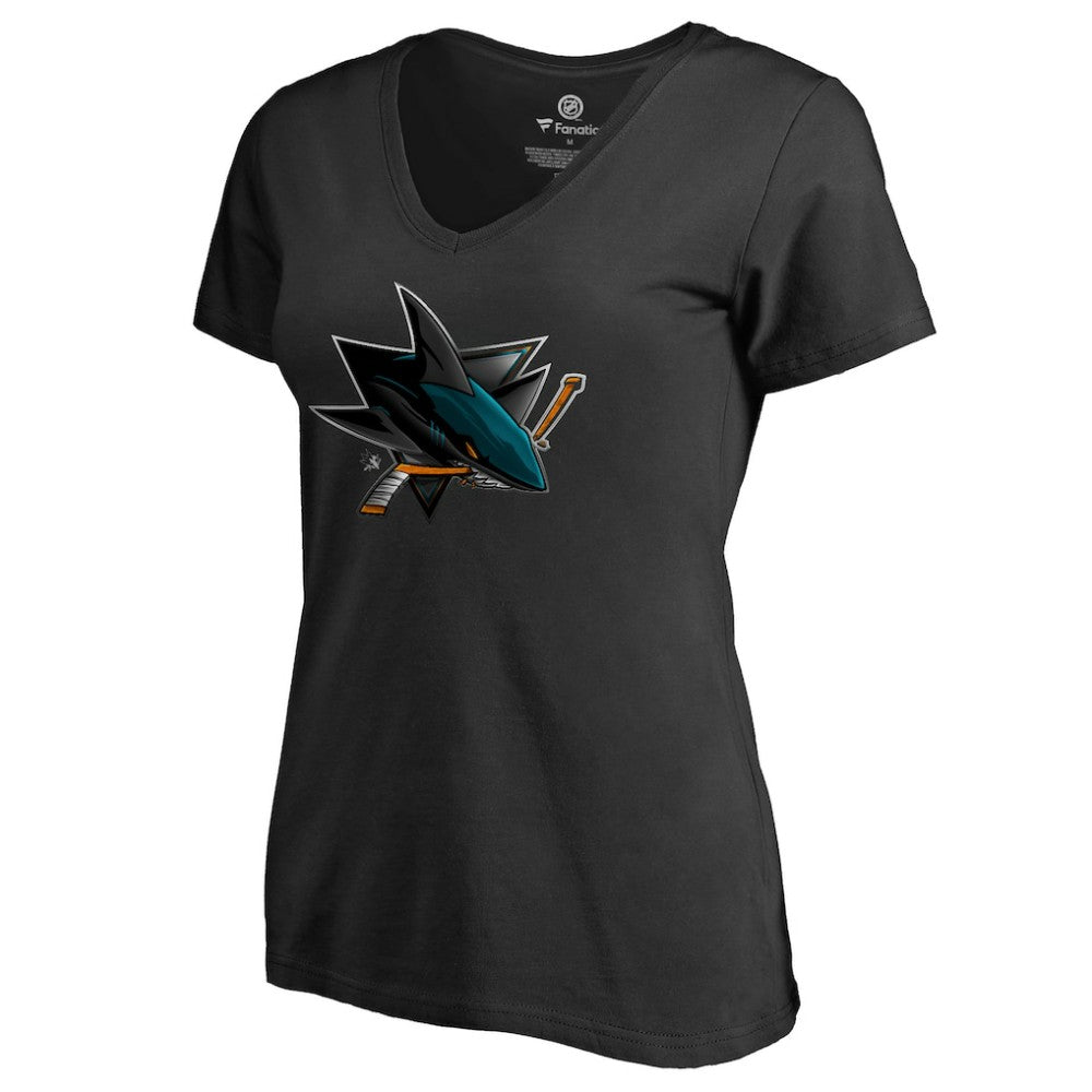 San Jose Sharks Women's Midnight Mascot V-Neck T-Shirt - Black | US 2874626