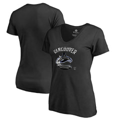 Vancouver Canucks Women's Midnight Mascot V-Neck T-Shirt - Black | US 2874630