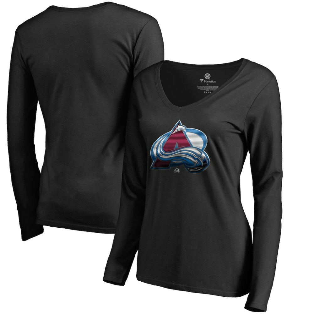 Colorado Avalanche Women's Midnight Mascot Long Sleeve V-Neck T-Shirt - Black | US 2874641