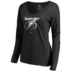 Tampa Bay Lightning Women's Midnight Mascot Long Sleeve V-Neck T-Shirt - Black | US 2874659