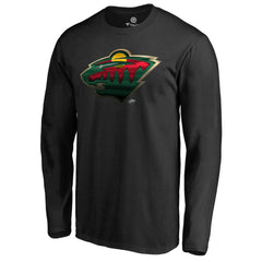 Minnesota Wild Midnight Mascot Long Sleeve T-Shirt - Black | US 2874747