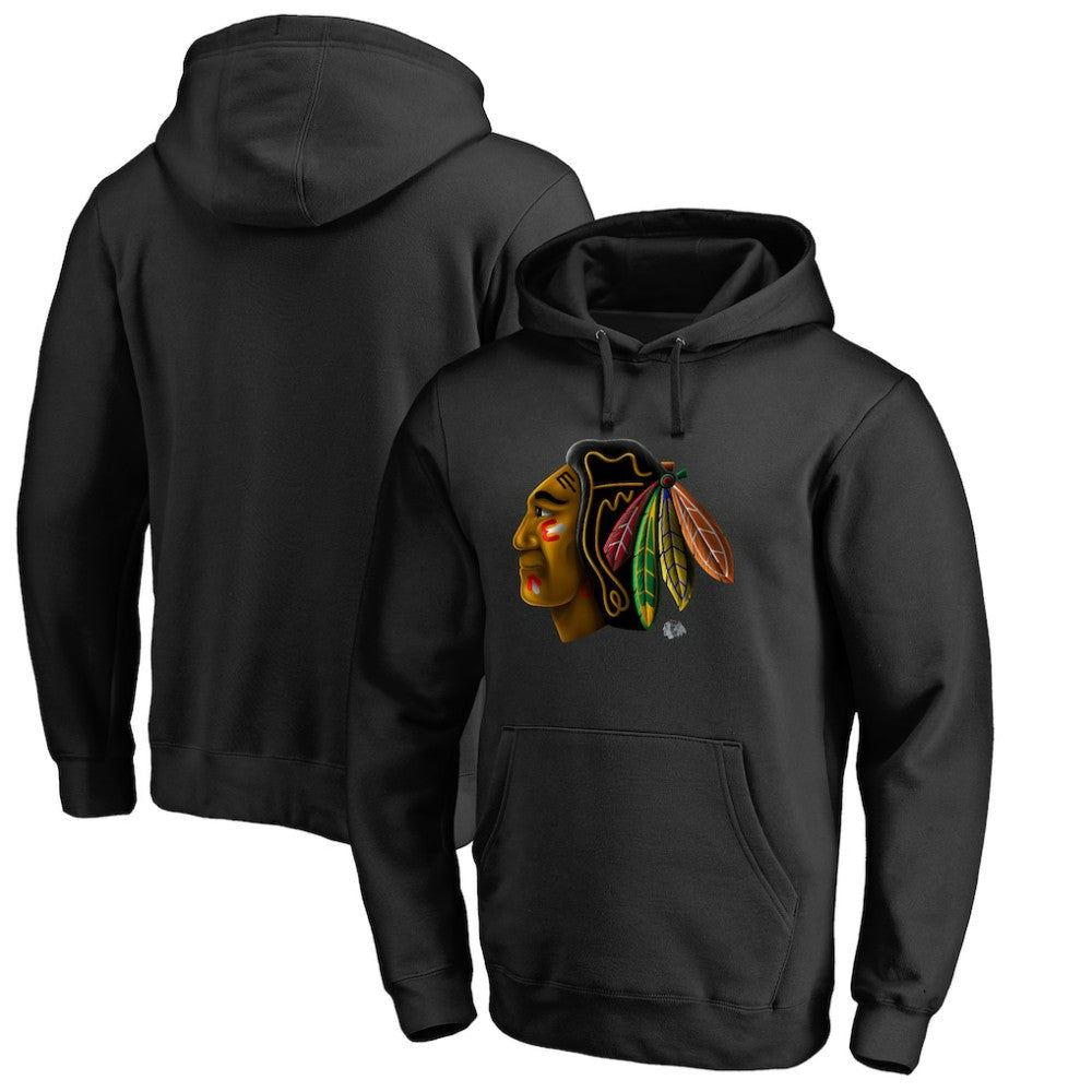 Chicago Blackhawks Midnight Mascot Pullover Hoodie - Black | US 2874770