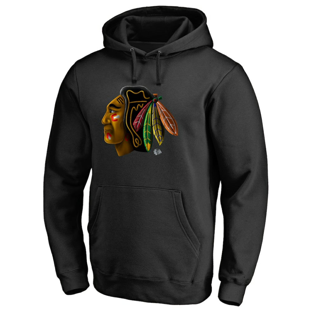 Chicago Blackhawks Midnight Mascot Pullover Hoodie - Black | US 2874770
