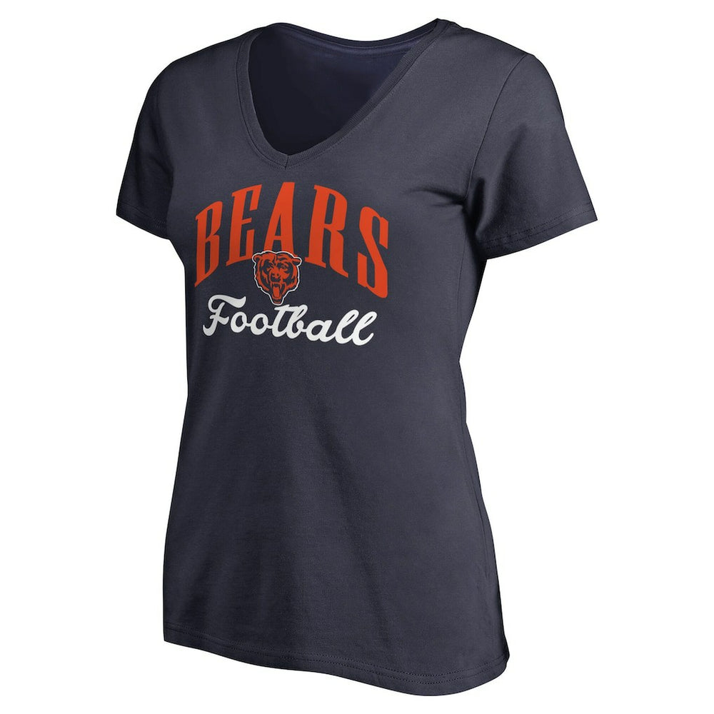 Chicago Bears Women's Victory Script V-Neck T-Shirt -Navy