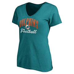 Miami Dolphins Women's Victory Script V-Neck T-Shirt -Aqua