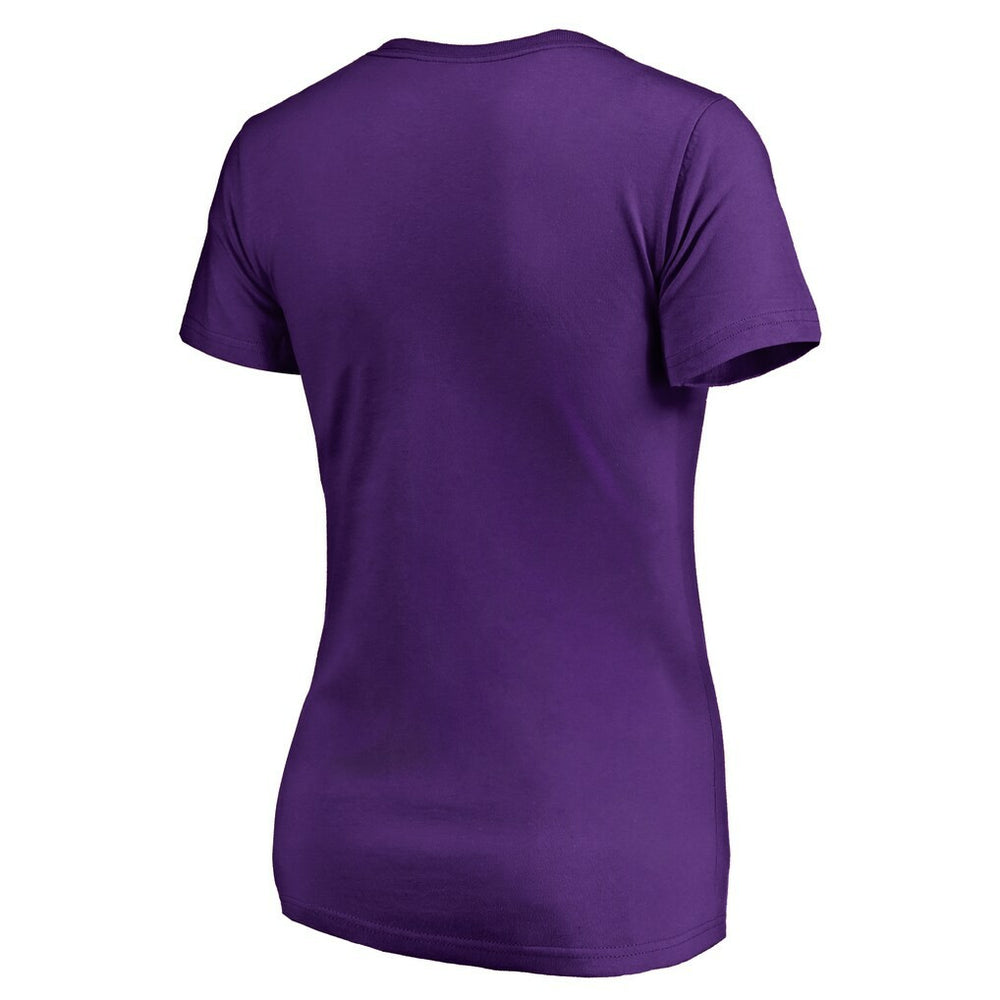Minnesota Vikings Women's Victory Script V-Neck T-Shirt -Purple