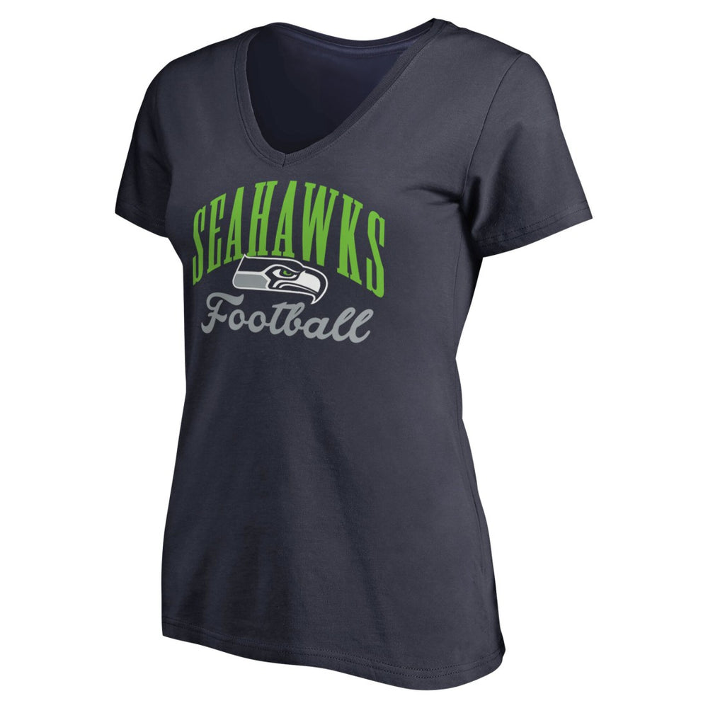 Seattle Seahawks Women's Victory Script V-Neck T-Shirt - Navy T-shirts