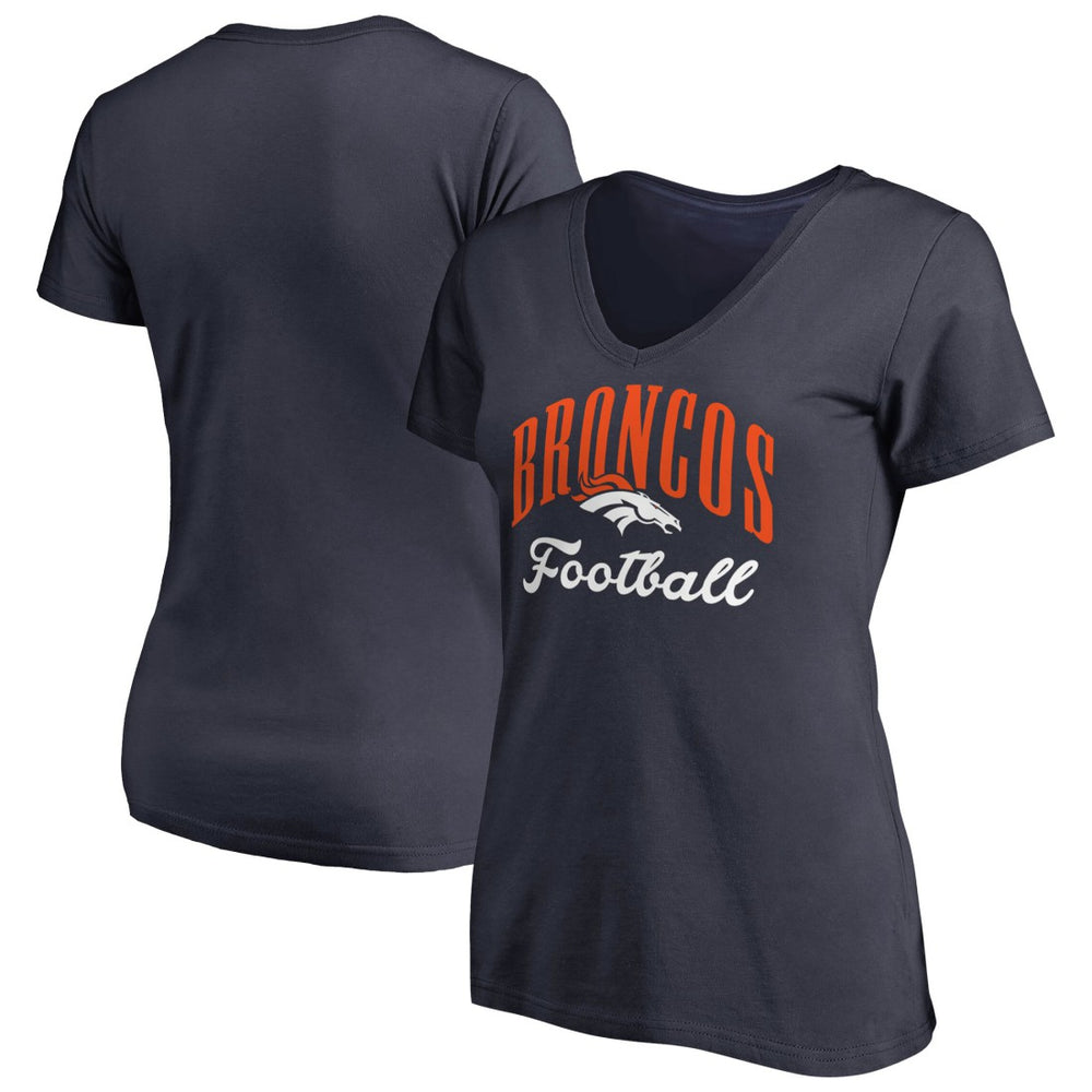 Denver Broncos Women's Victory Script V-Neck T-Shirt - Navy T-shirts