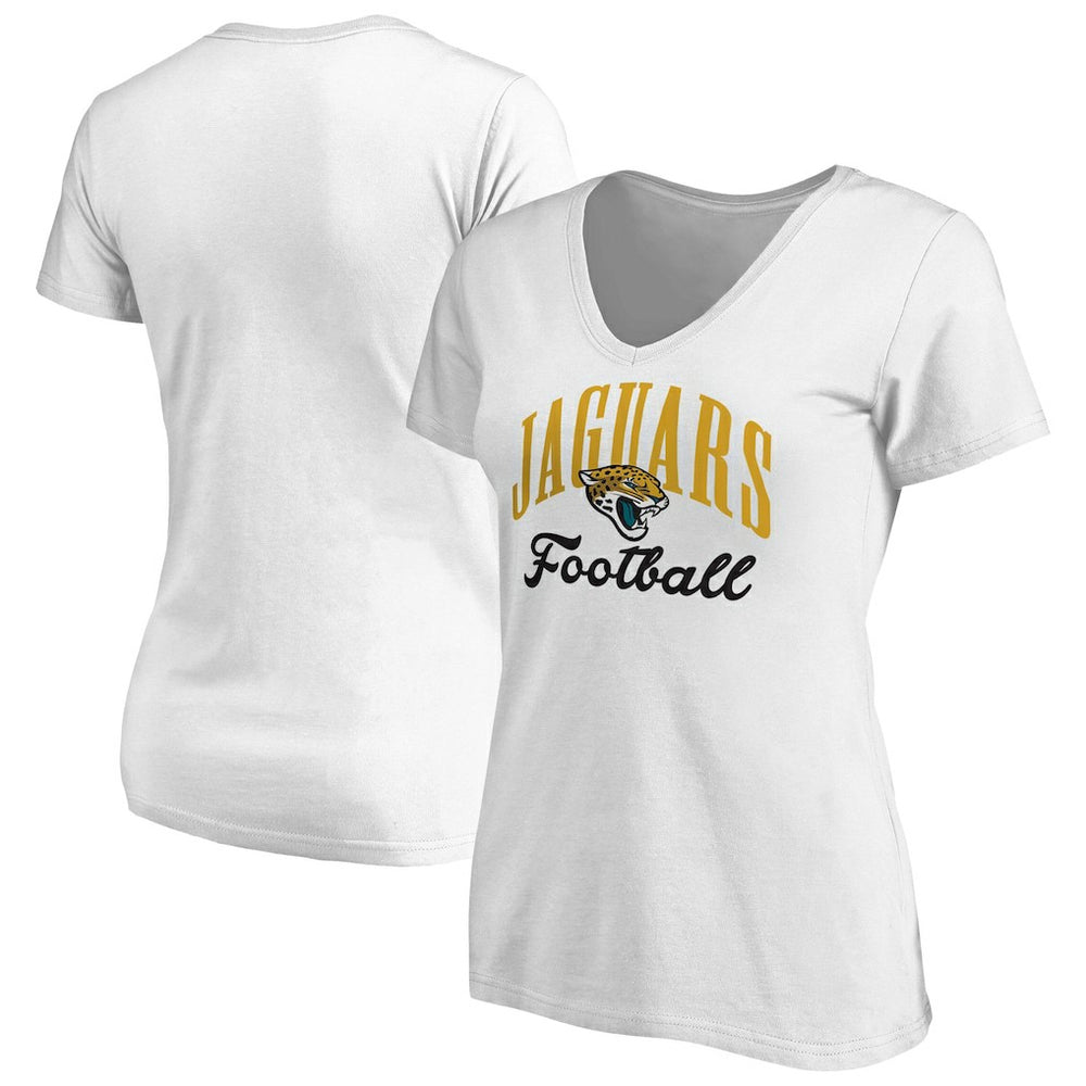 Jacksonville Jaguars Women's Victory Script V-Neck T-Shirt -White