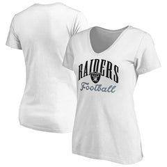Las Vegas Raiders Women's Victory Script V-Neck T-Shirt -White