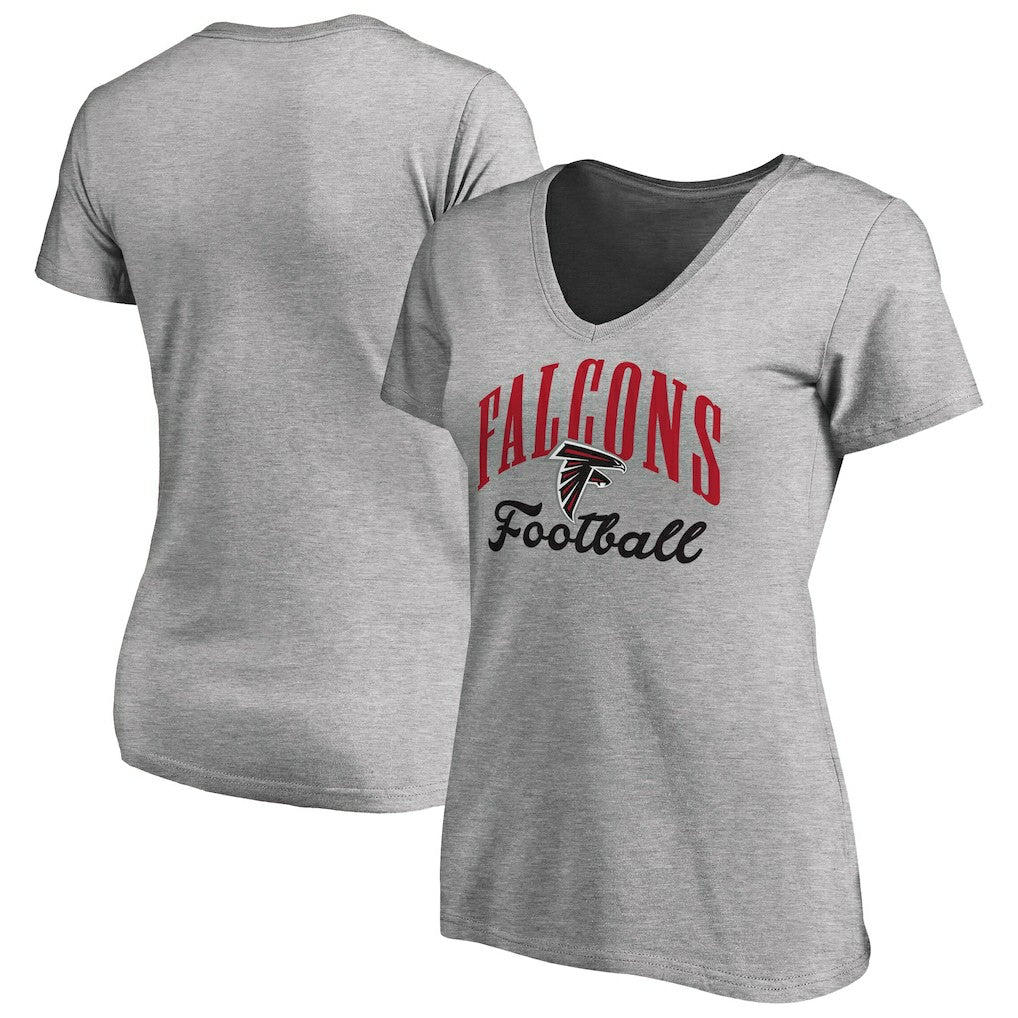 Atlanta Falcons Women's Victory Script V-Neck T-Shirt - Heather Gray T-shirts