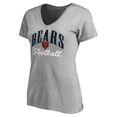 Chicago Bears Women's Victory Script V-Neck T-Shirt - Heather Gray T-shirts