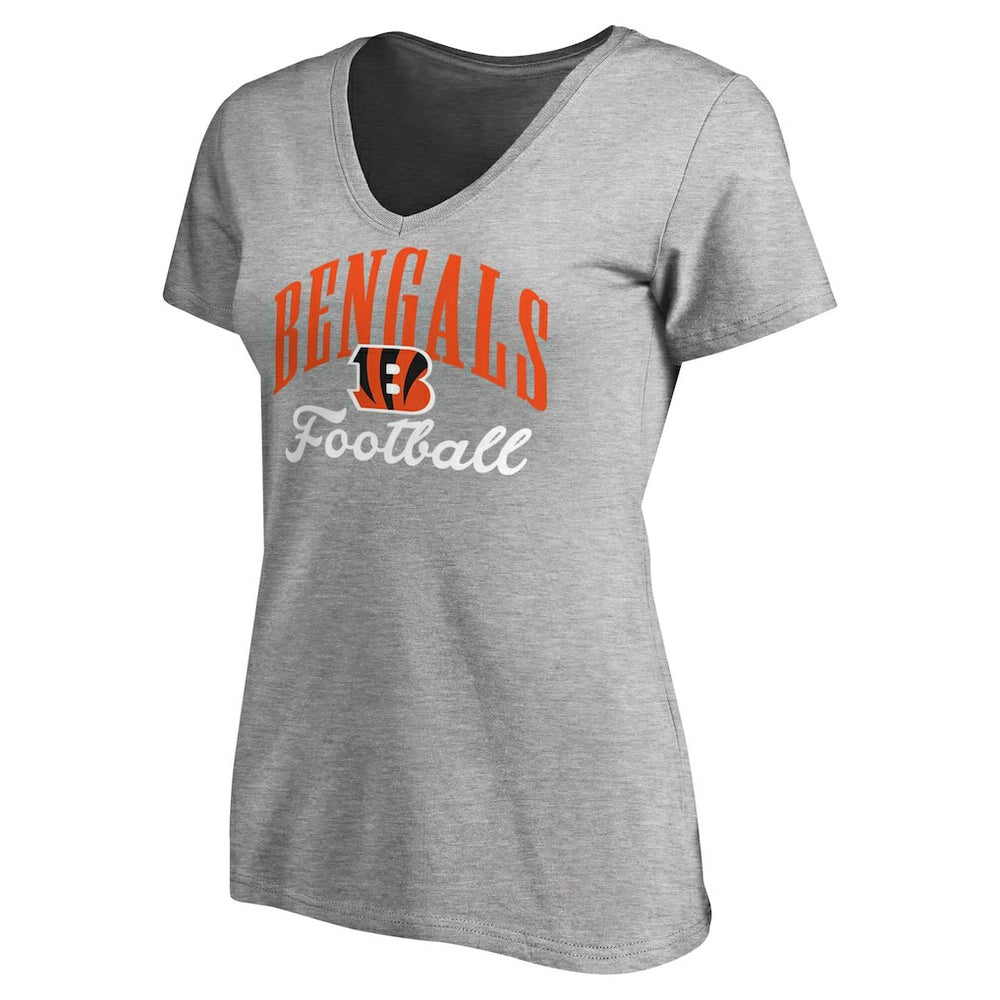 Cincinnati Bengals Women's Victory Script V-Neck T-Shirt - Heather Gray T-shirts