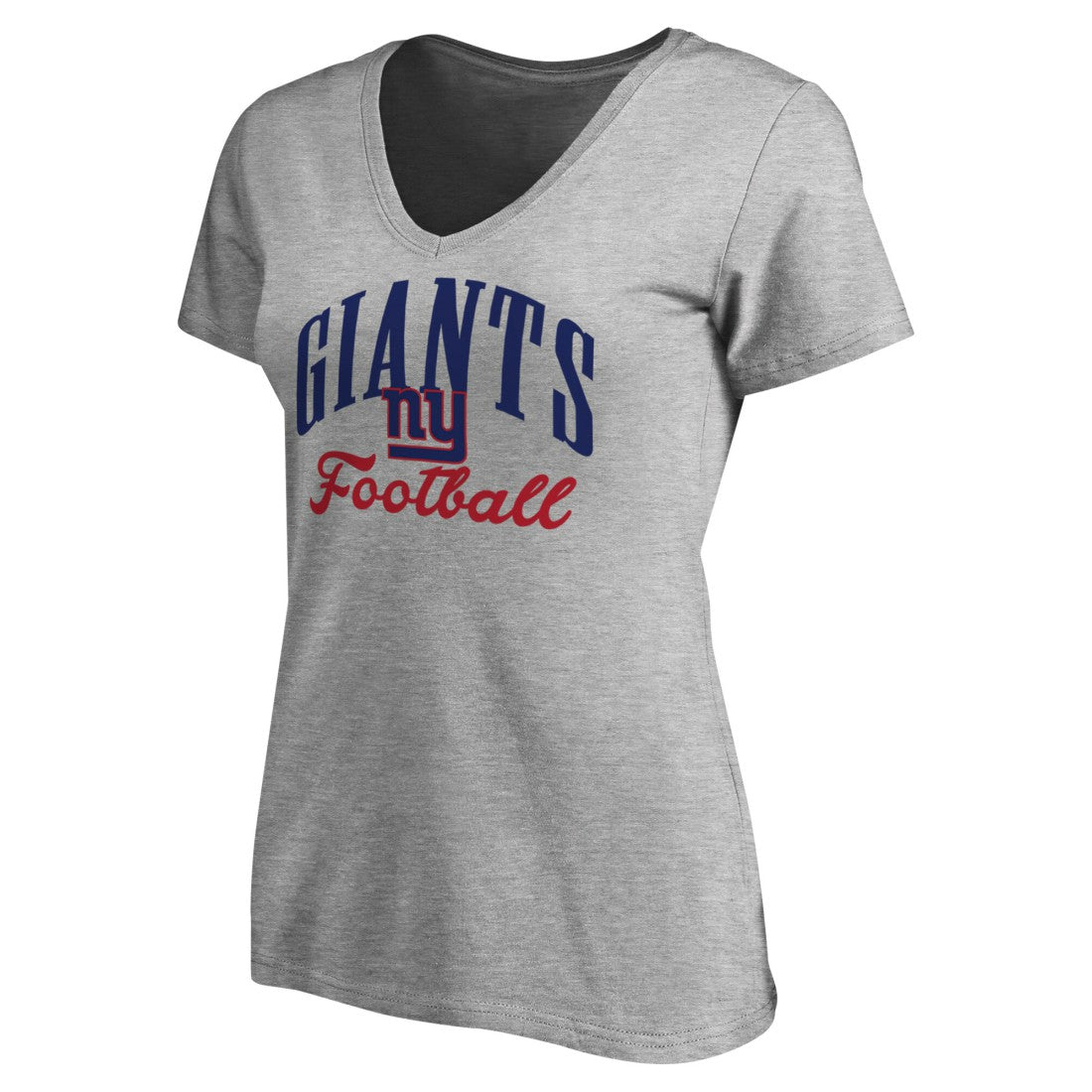 New York Giants Women's Victory Script V-Neck T-Shirt - Heather Gray T-shirts