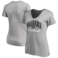 Las Vegas Raiders Women's Victory Script V-Neck T-Shirt - Heather Gray T-shirts