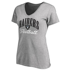 Las Vegas Raiders Women's Victory Script V-Neck T-Shirt - Heather Gray T-shirts