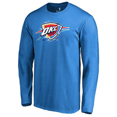 Oklahoma City Thunder Splatter Logo Long Sleeve T-Shirt Blue