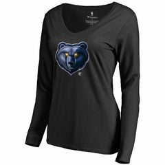 Memphis Grizzlies Women's Midnight Mascot Long Sleeve V-Neck T-Shirt Black outlet