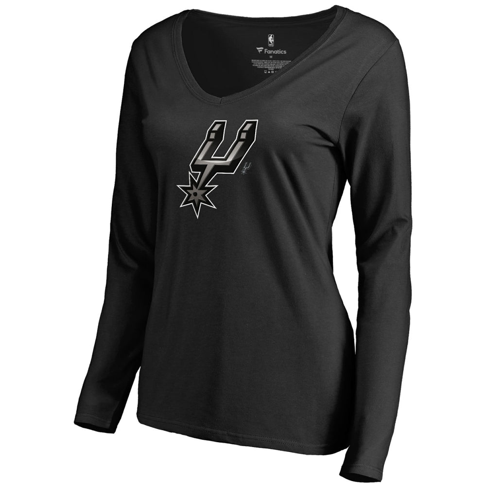 San Antonio Spurs Women's Midnight Mascot Long Sleeve V-Neck T-Shirt Black outlet